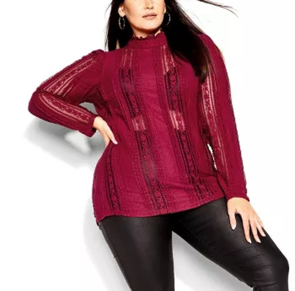 New ~ CITY CHIC ~Women's Panelled Lace Top Size S